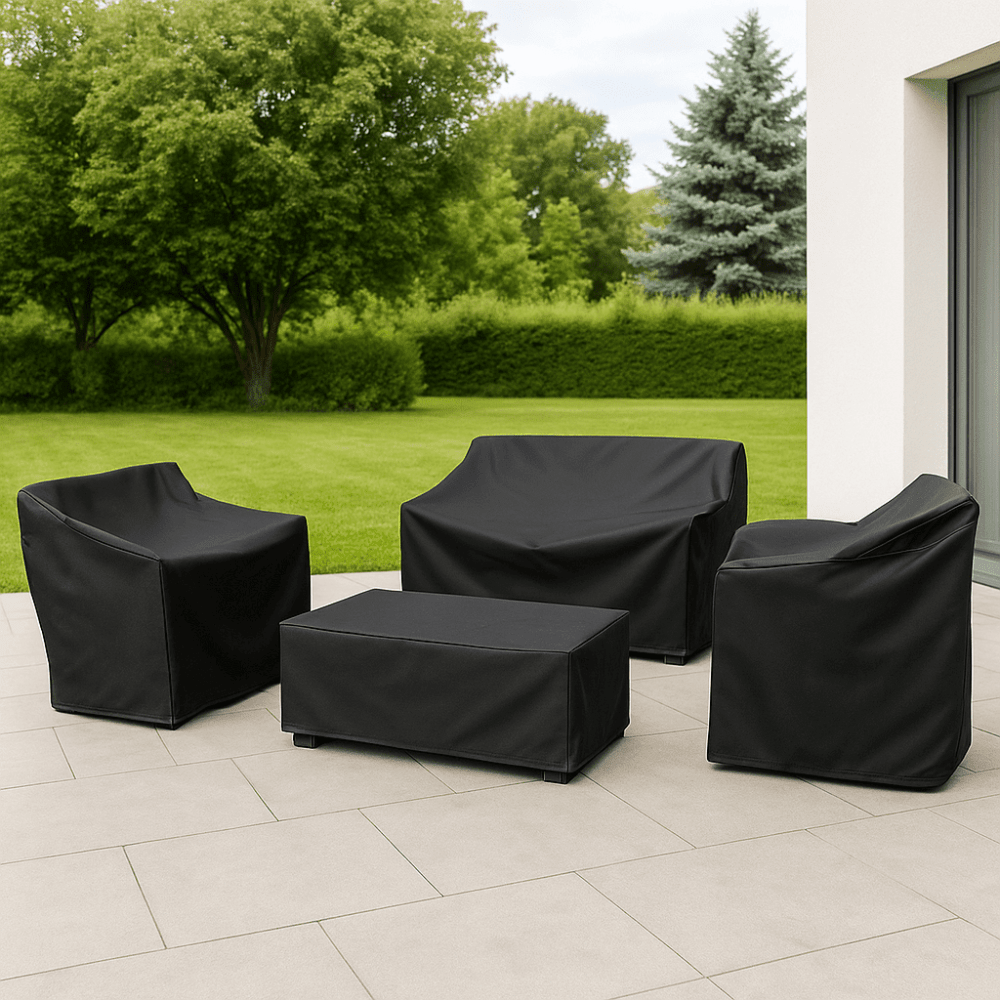 Waterproof patio furniture cover providing all-weather protection, designed for versatile outdoor use to safeguard your furniture from rain, sun, and dust. 1