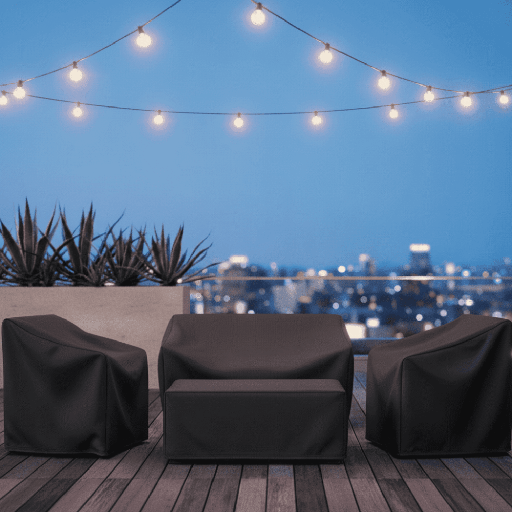 Waterproof patio furniture cover providing all-weather protection, designed for versatile outdoor use to safeguard your furniture from rain, sun, and dust. 6