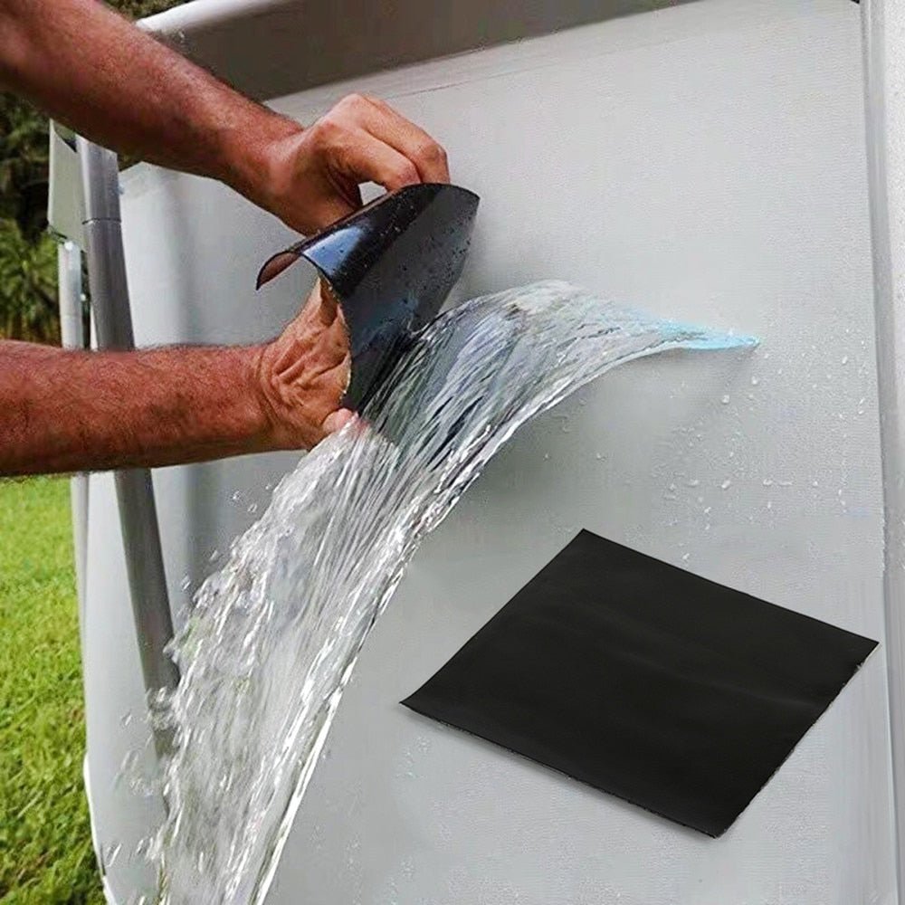 Waterproof repair tape featuring a weather-resistant polymer adhesive, designed for instant leak sealing in both indoor and outdoor applications. 2