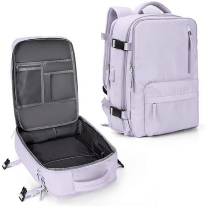 Waterproof travel backpack with ergonomic straps, featuring a spacious laptop compartment and made from durable polyester, ideal for outdoor adventures and daily commuting, 25L 12