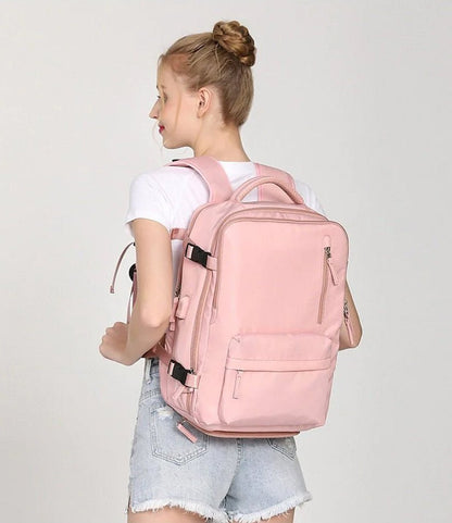 Waterproof travel backpack with ergonomic straps, featuring a spacious laptop compartment and made from durable polyester, ideal for outdoor adventures and daily commuting, 25L 1
