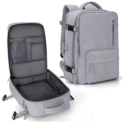 Waterproof travel backpack with ergonomic straps, featuring a spacious laptop compartment and made from durable polyester, ideal for outdoor adventures and daily commuting, 25L 9