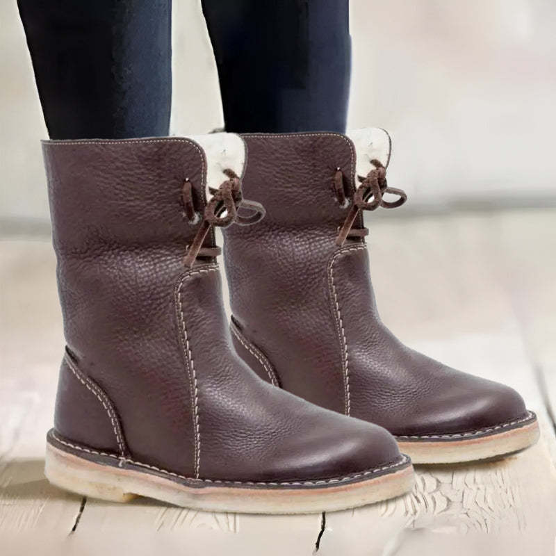 Waterproof winter boots for women featuring a cozy fur-lined interior and a convenient slip-on design, perfect for cold weather protection and comfort. 6