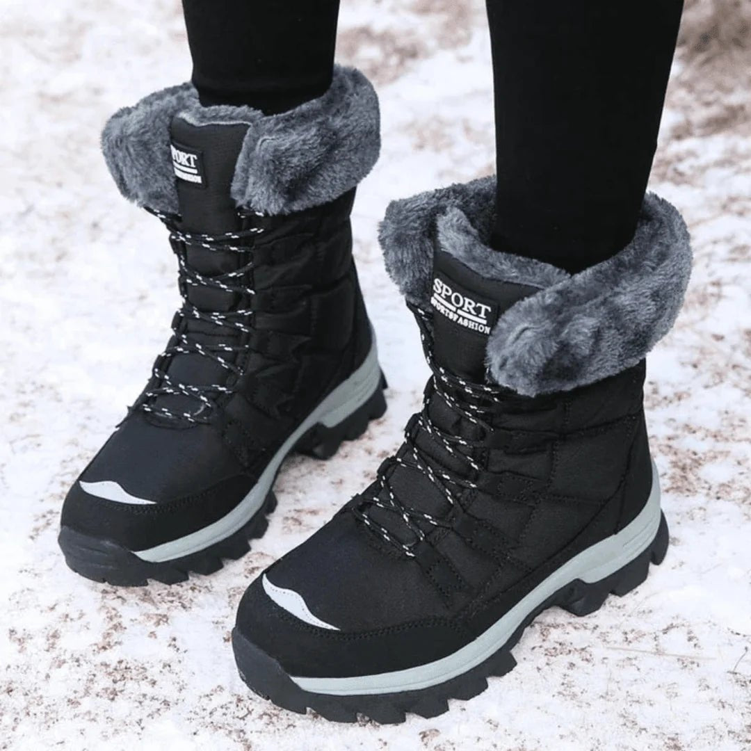 Waterproof winter boots for women featuring thermal insulation and a slip-resistant outsole, ideal for stylish outdoor use in snow and cold conditions. 1