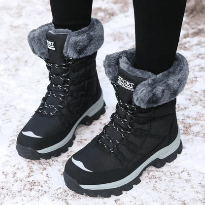 Waterproof winter boots for women featuring thermal insulation and a slip-resistant outsole, ideal for stylish outdoor use in snow and cold conditions. 1