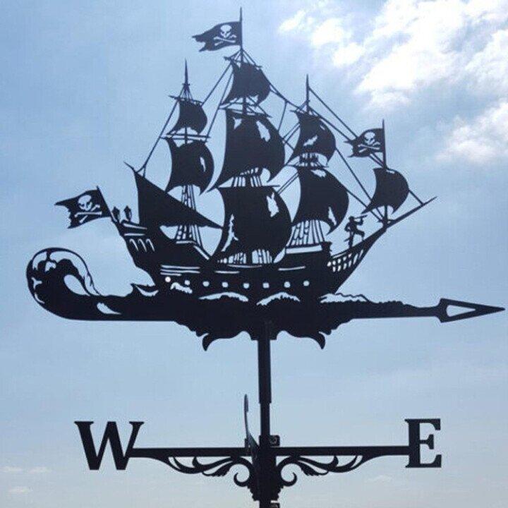 Durable weather vane with a rotating mechanism, crafted from weather-resistant metal, designed to accurately indicate wind direction in outdoor settings. 9