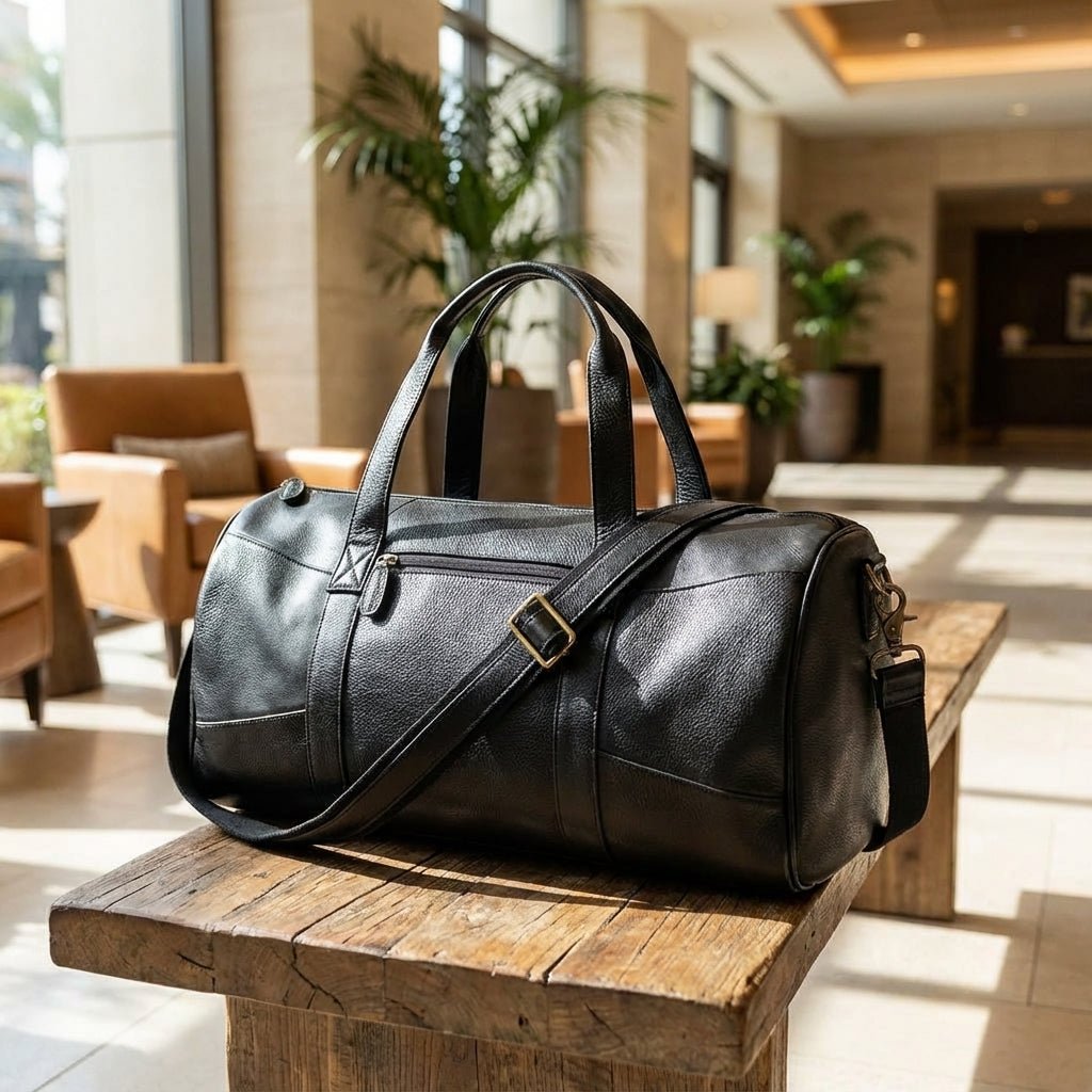 Weekender Bag with Adjustable Shoulder Strap and Smart Organization – Elegant Black Design for Women 1