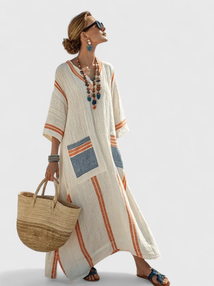 White long sleeve maxi dress featuring a flattering fit, perfect for elegant occasions and comfortable wear, showcasing a beautiful floor-length design. 0