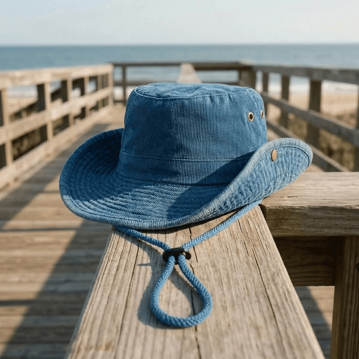 Wide brim outdoor hat in khaki washed cotton with adjustable strap, perfect for sun protection and outdoor activities. 8