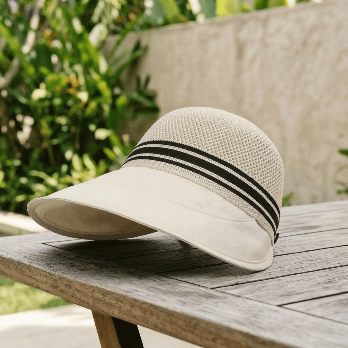 Wide brim sun hat featuring a breathable knit crown and adjustable fit, perfect for ladies seeking sun protection during summer outdoor activities. 7