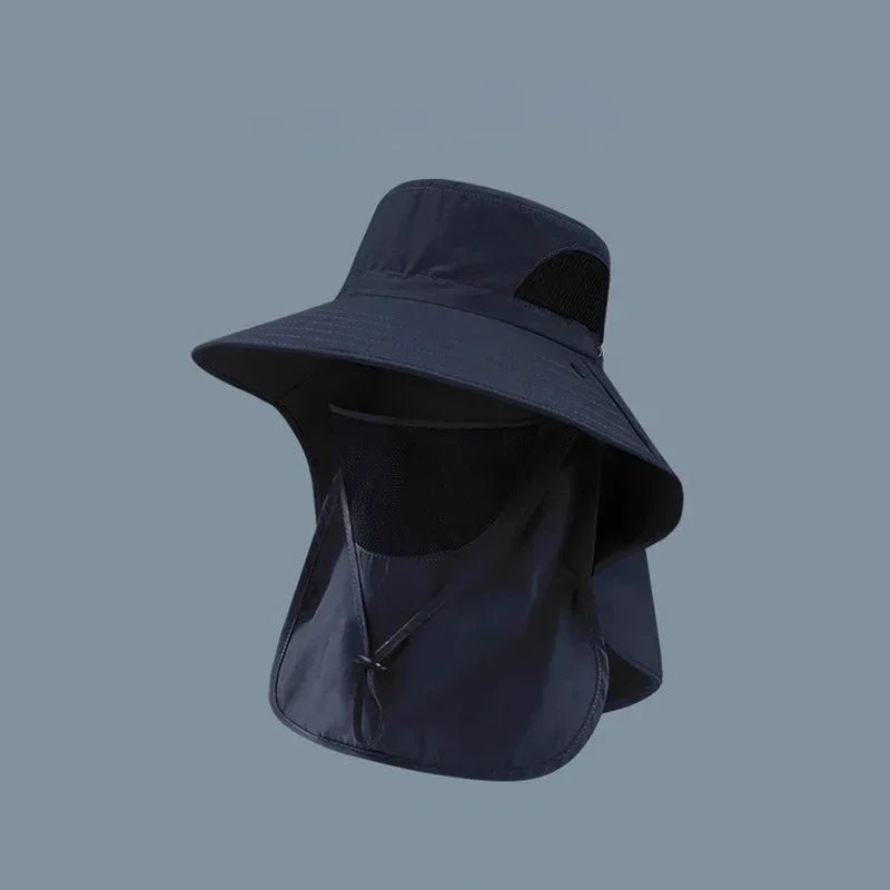 Wide brim sun hat for women featuring a detachable neck flap, made from breathable lightweight polyester, perfect for beach outings and sun protection. 7