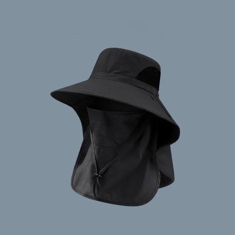 Wide brim sun hat for women featuring a detachable neck flap, made from breathable lightweight polyester, perfect for beach outings and sun protection. 6