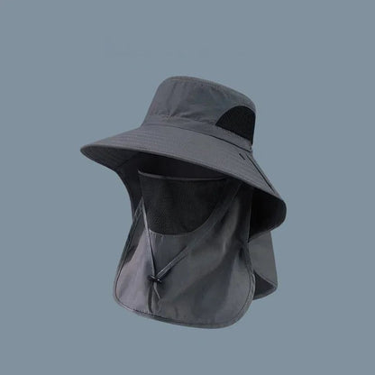 Wide brim sun hat for women featuring a detachable neck flap, made from breathable lightweight polyester, perfect for beach outings and sun protection. 8