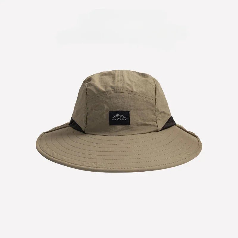 Wide brim sun hat with neck flap and ventilation, designed for outdoor activities, featuring adjustable straps for a comfortable fit, perfect for beach outings and sun protection 7
