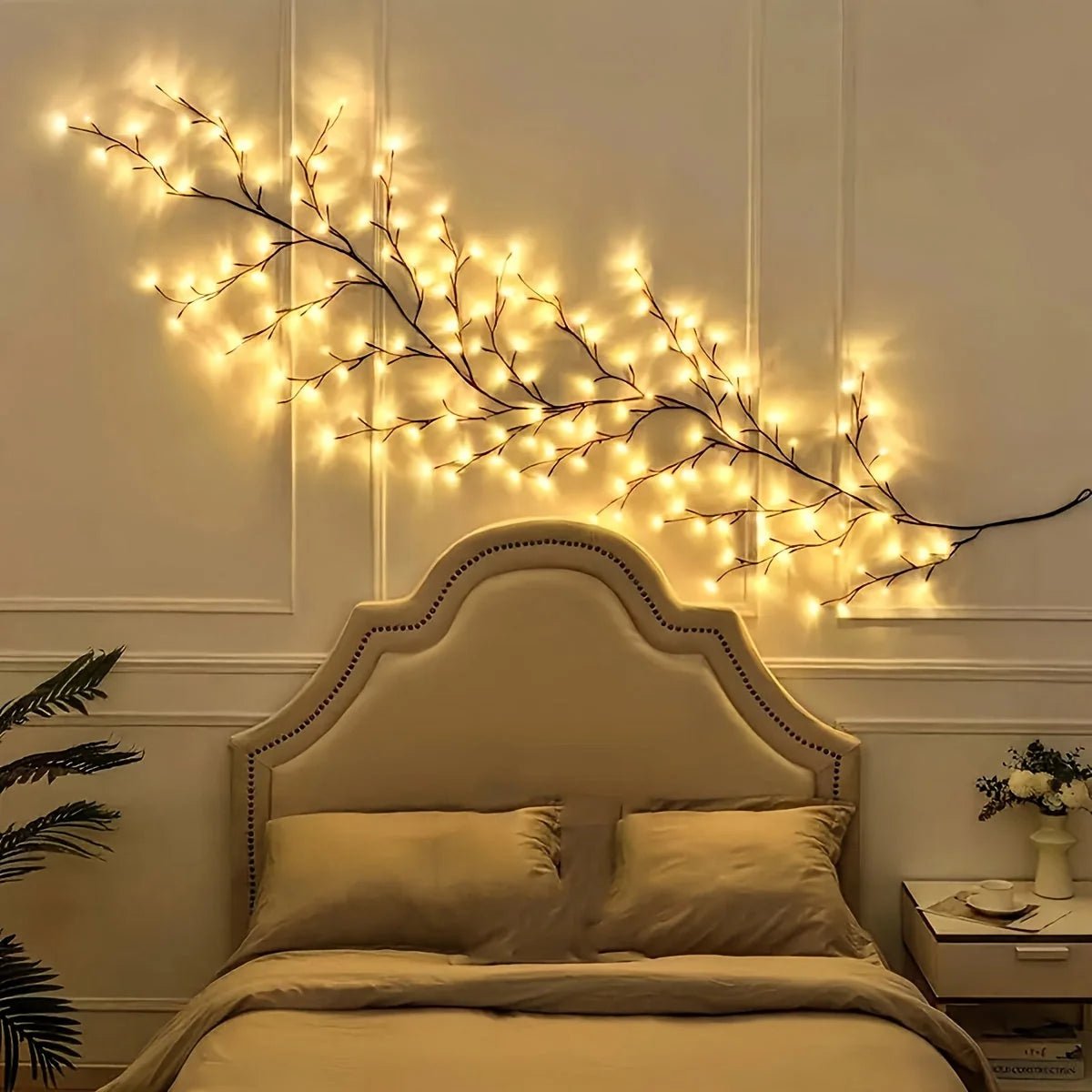 Willow Vine Fairy Lights featuring eight lighting modes, USB powered, perfect for decorative ambiance in homes and events. 4