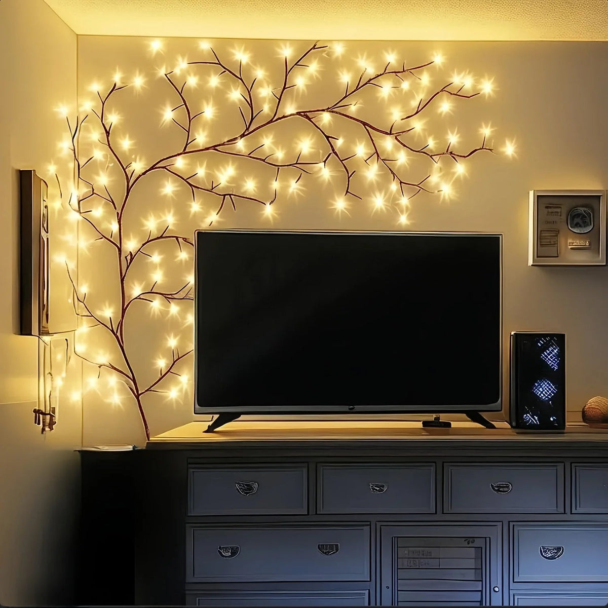 Willow Vine Fairy Lights featuring eight lighting modes, USB powered, perfect for decorative ambiance in homes and events. 2