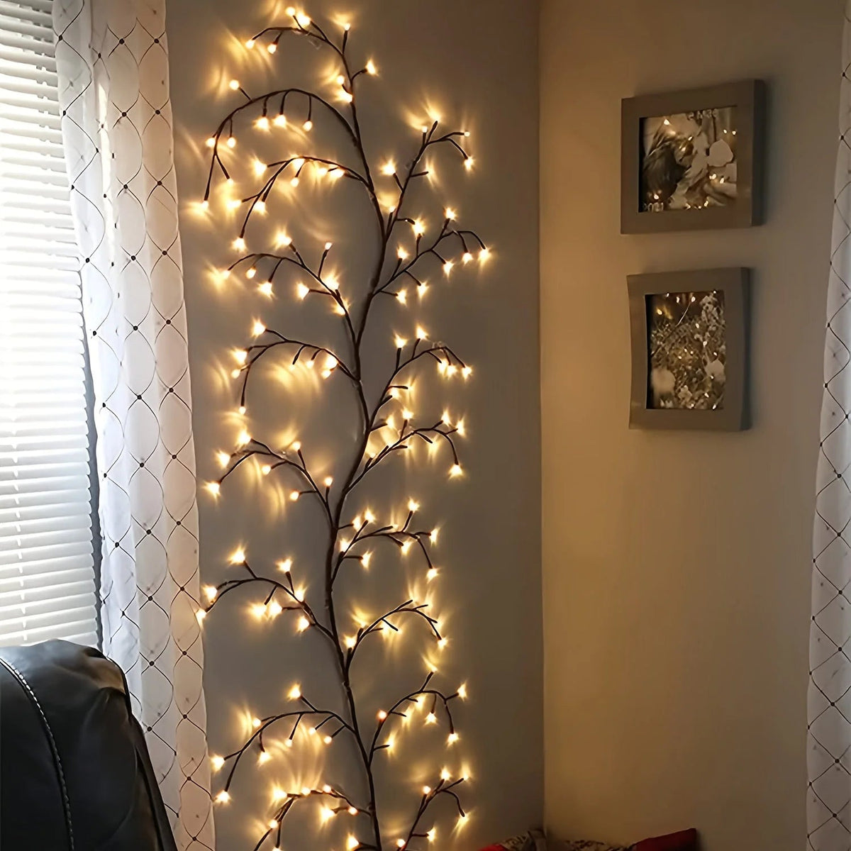 Willow Vine Fairy Lights featuring eight lighting modes, USB powered, perfect for decorative ambiance in homes and events. 3