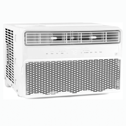 Window air conditioner 8000 BTU with remote control, designed for smart and quiet cooling in bedrooms and small spaces, featuring a sleek design and energy 4