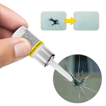 Windscreen repair kit featuring quick curing resin for fixing chips and cracks, designed for a transparent finish to restore clarity and strength. 0
