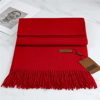 Winter Knit Scarf featuring a soft fringe texture, perfect for cozy warmth in cold weather. 1