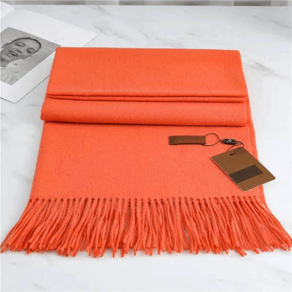 Winter Knit Scarf featuring a soft fringe texture, perfect for cozy warmth in cold weather. 4