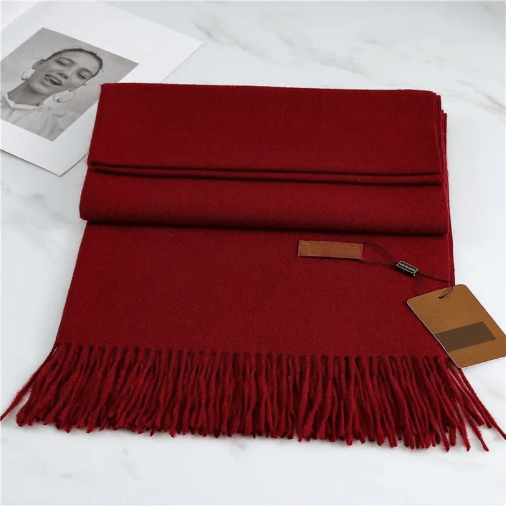 Winter Knit Scarf featuring a soft fringe texture, perfect for cozy warmth in cold weather. 0