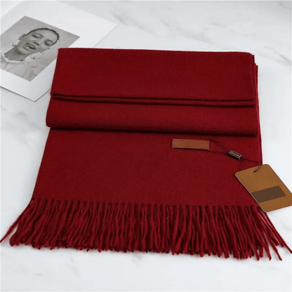 Winter Knit Scarf featuring a soft fringe texture, perfect for cozy warmth in cold weather. 0