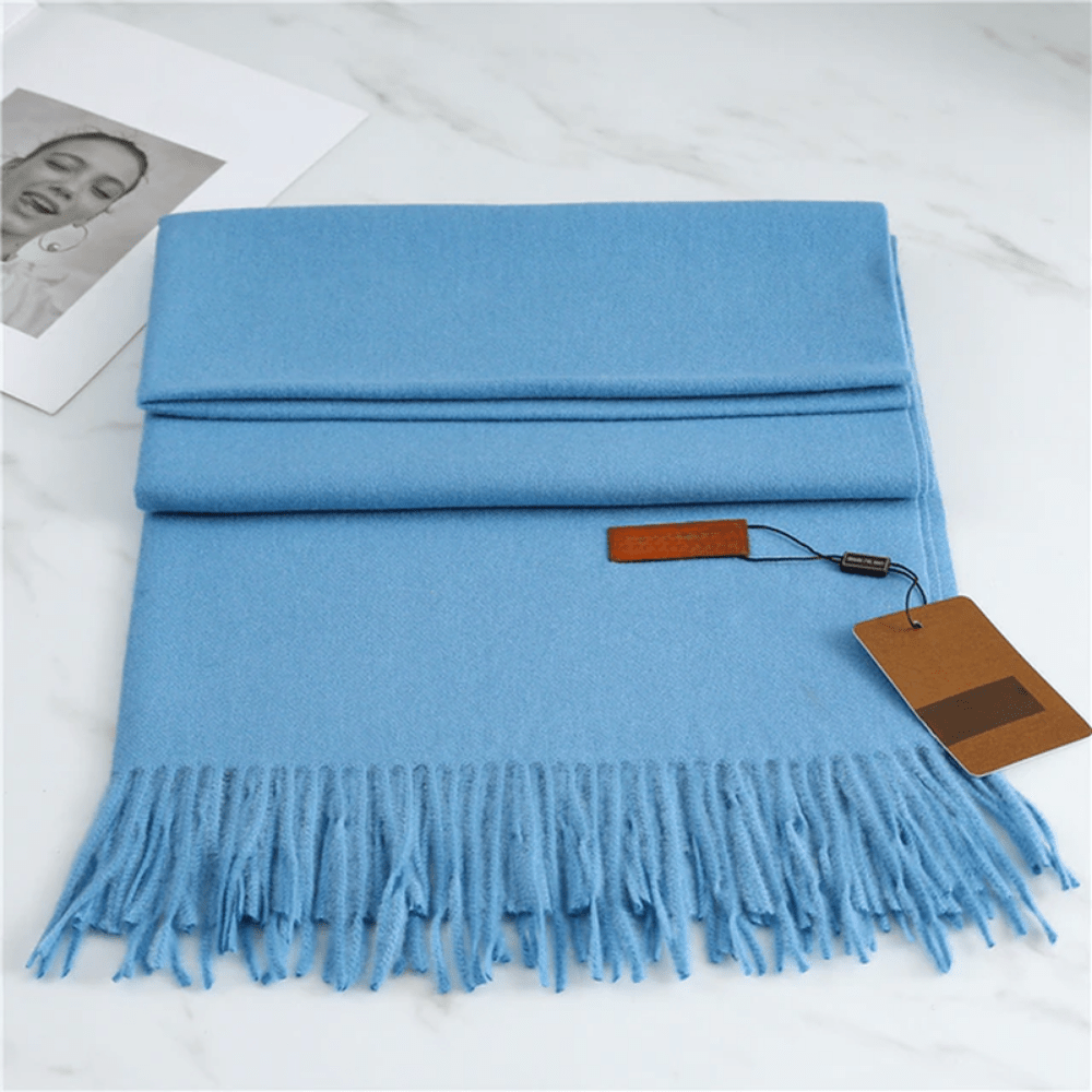 Winter Knit Scarf featuring a soft fringe texture, perfect for cozy warmth in cold weather. 7
