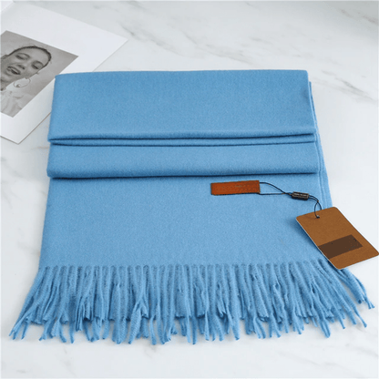 Winter Knit Scarf featuring a soft fringe texture, perfect for cozy warmth in cold weather. 7