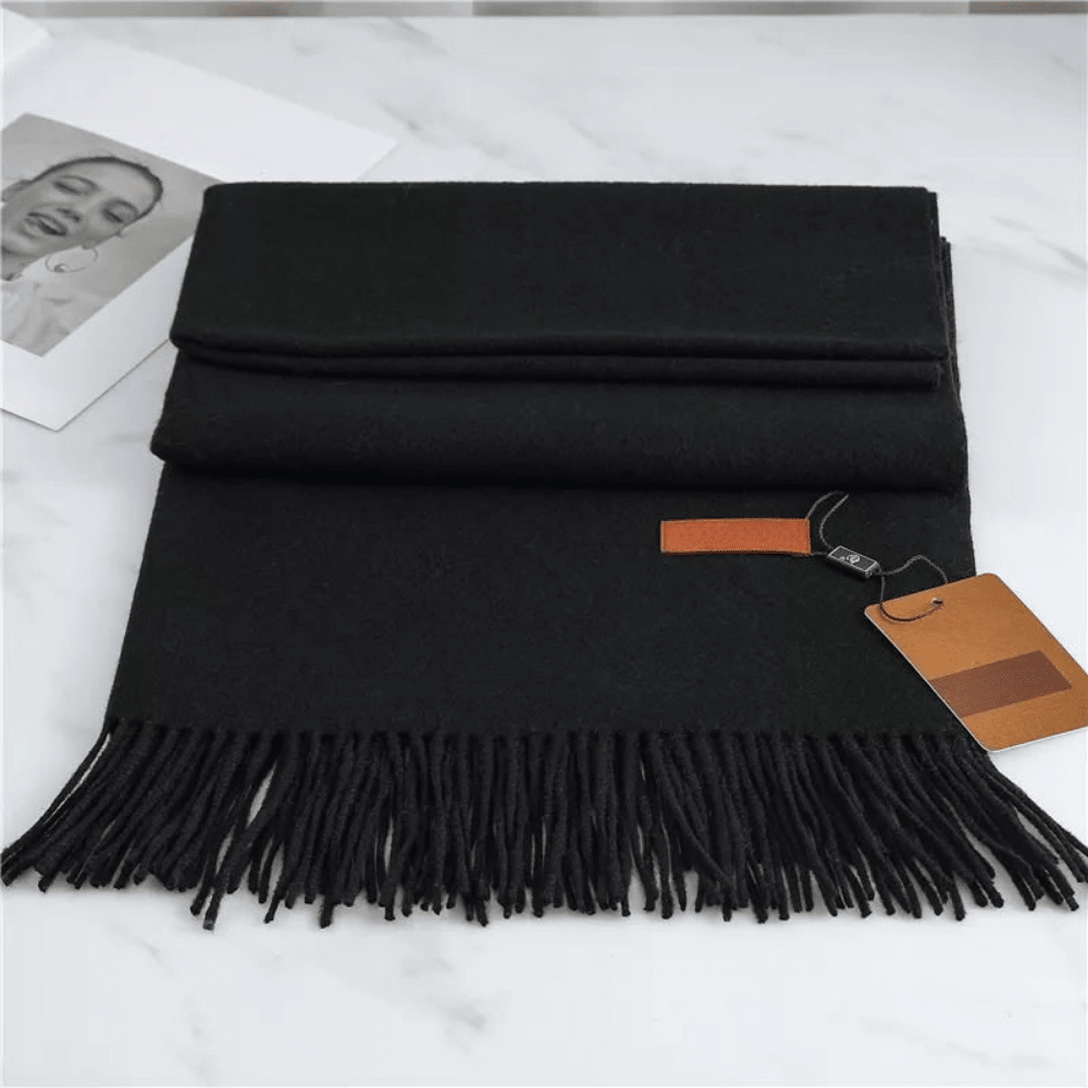 Winter Knit Scarf featuring a soft fringe texture, perfect for cozy warmth in cold weather. 8