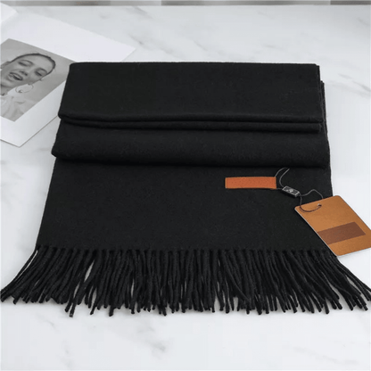 Winter Knit Scarf featuring a soft fringe texture, perfect for cozy warmth in cold weather. 8