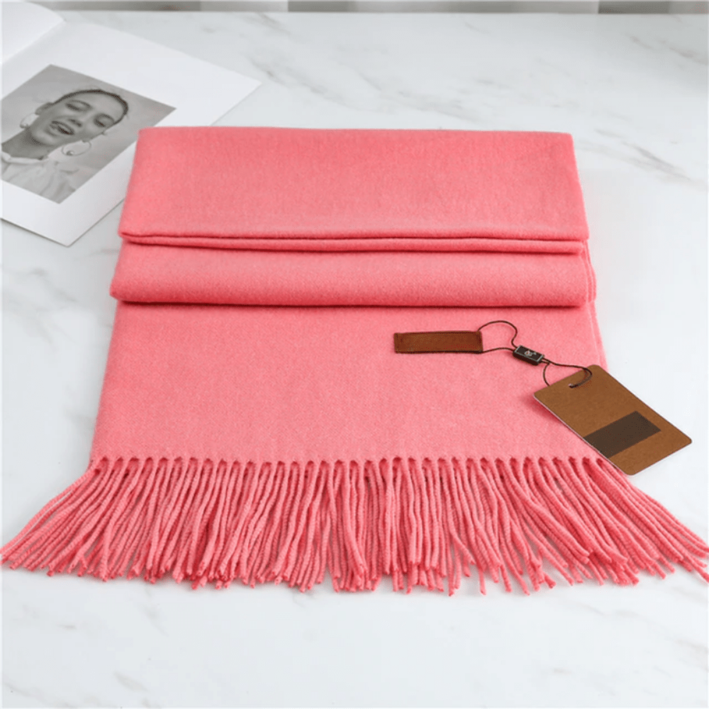 Winter Knit Scarf featuring a soft fringe texture, perfect for cozy warmth in cold weather. 5