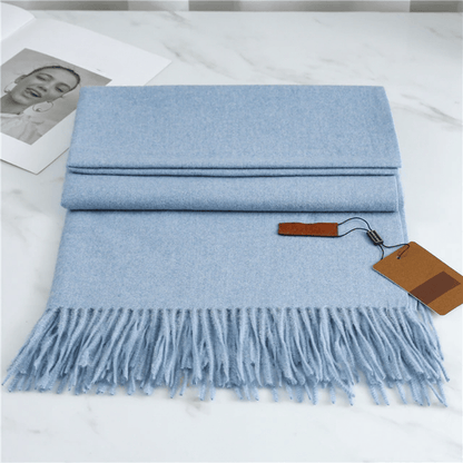 Winter Knit Scarf featuring a soft fringe texture, perfect for cozy warmth in cold weather. 6