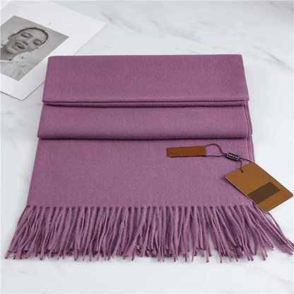 Winter Knit Scarf featuring a soft fringe texture, perfect for cozy warmth in cold weather. 3