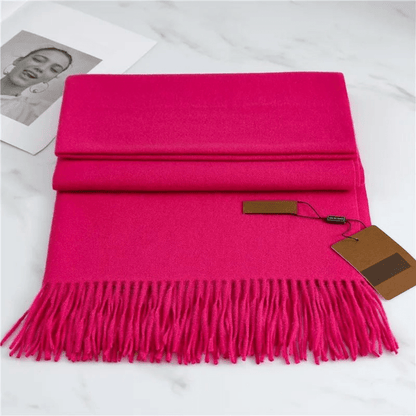 Winter Knit Scarf featuring a soft fringe texture, perfect for cozy warmth in cold weather. 2