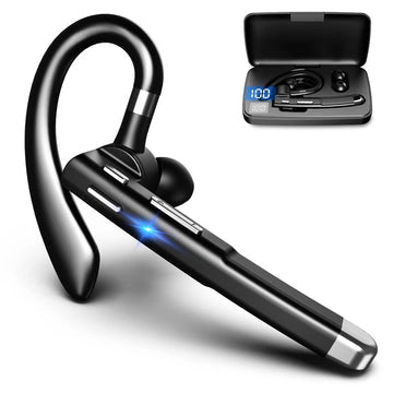 Wireless Bluetooth headset in black featuring dual microphones and long battery life, perfect for clear calls and audio enjoyment on the go. 0