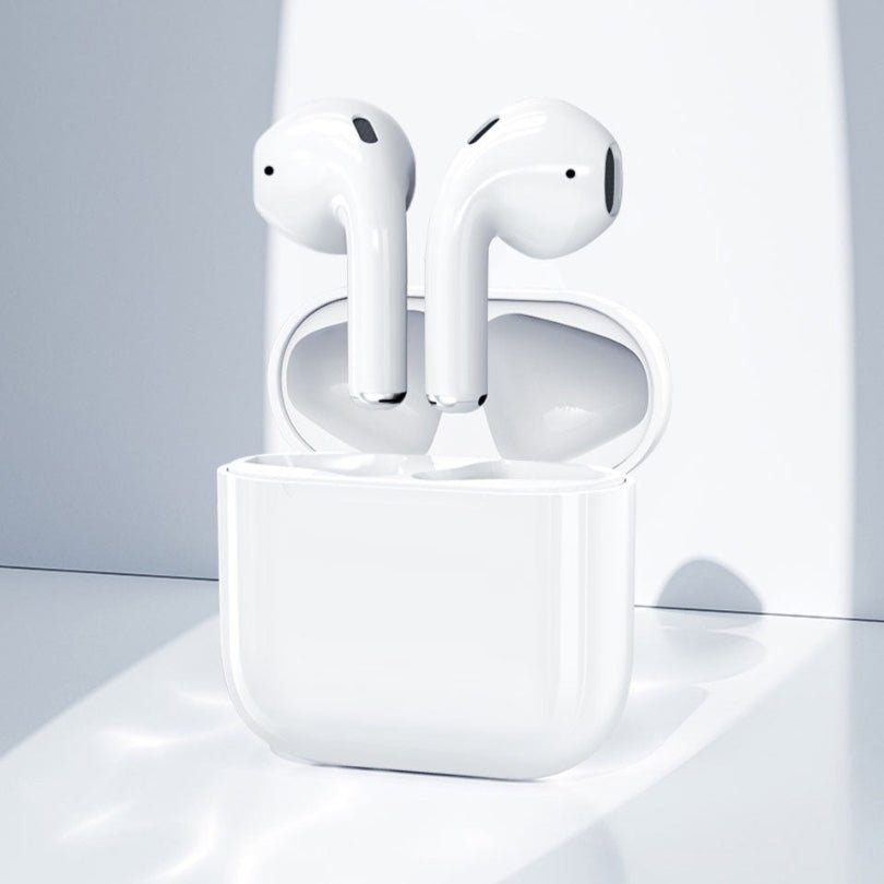 Wireless earbuds featuring HiFi stereo sound and Bluetooth 5.0 connectivity, designed to be sweat and splash proof for active lifestyles. 1