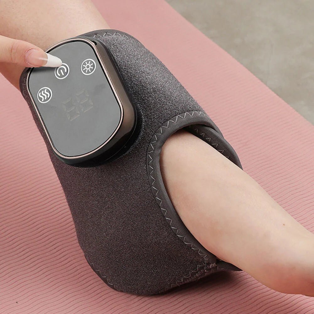 Wireless Heating Foot Wrap featuring adjustable temperature control, made from soft breathable fabric for optimal comfort and mobility. 4