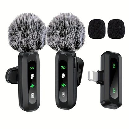 Wireless Lavalier Microphone with USB-C Connectivity for Podcasts and Vlogs – Compact Design with Built-in Wind Hood 1