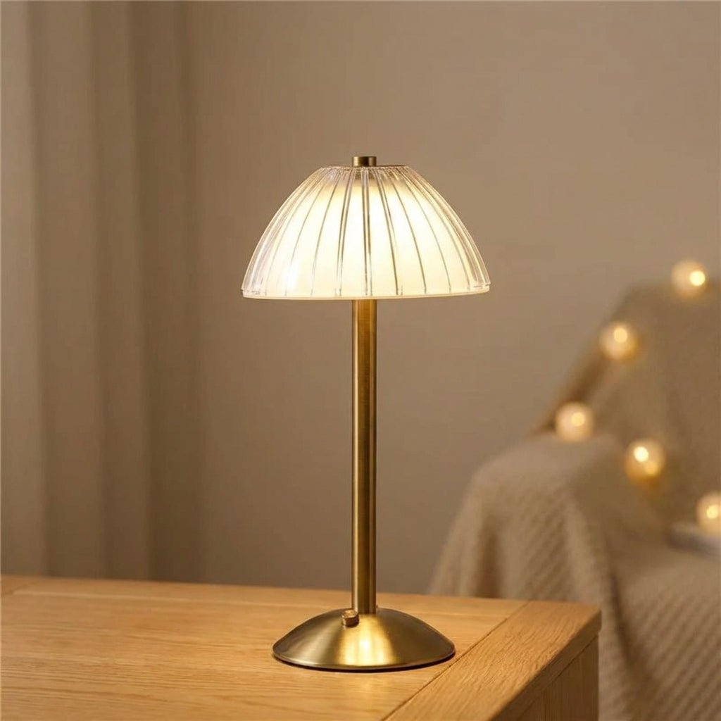Wireless LED table lamp featuring a touch sensor and dimmable light, designed with a crystal-inspired cordless design for elegant home decor. 0