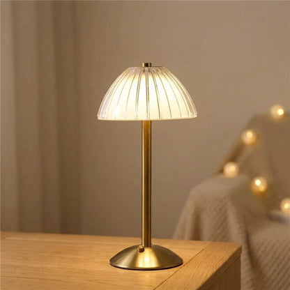 Wireless LED table lamp featuring a touch sensor and dimmable light, designed with a crystal-inspired cordless design for elegant home decor. 0