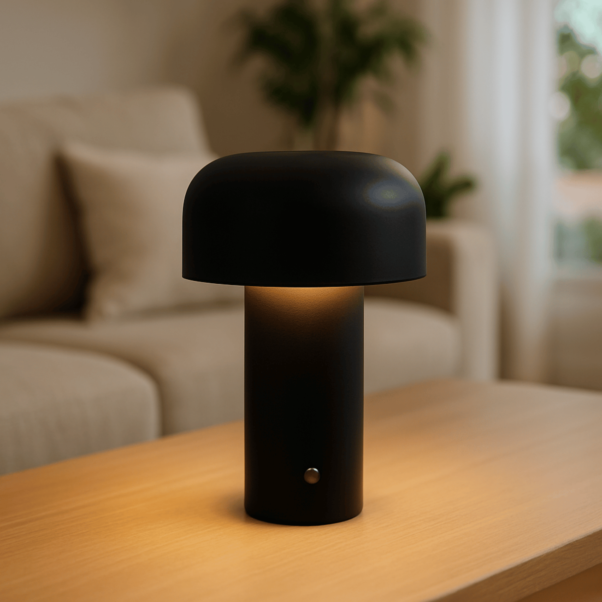 Wireless metal table lamp featuring a sleek design, dimmable LED light, and a rechargeable battery for versatile lighting solutions in any space. 6