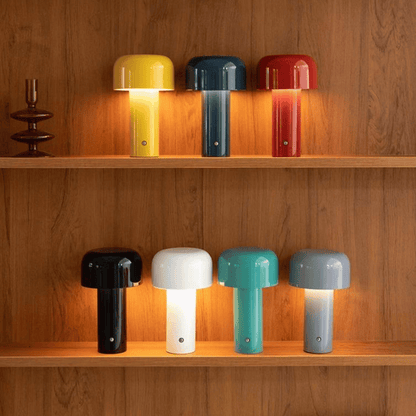 Wireless metal table lamp featuring a sleek design, dimmable LED light, and a rechargeable battery for versatile lighting solutions in any space. 5