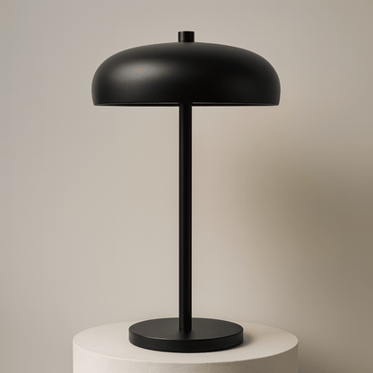 Wireless table lamp featuring a sleek metal design, dimmable LED functionality, perfect for modern bedside or desk use, and rechargeable for convenience. 2