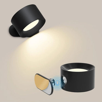 Wireless wall lamp featuring a minimalist design, 360° rotation, and dimmable LED, perfect for modern home decor and versatile lighting solutions. Recharge 5