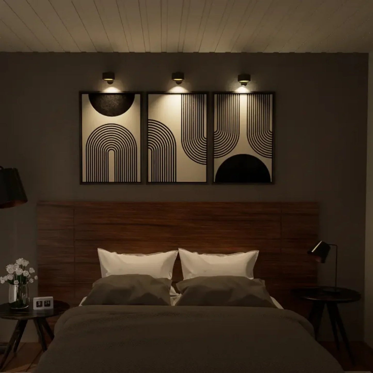 Wireless wall lamp featuring a minimalist design, 360° rotation, and dimmable LED, perfect for modern home decor and versatile lighting solutions. Recharge 6