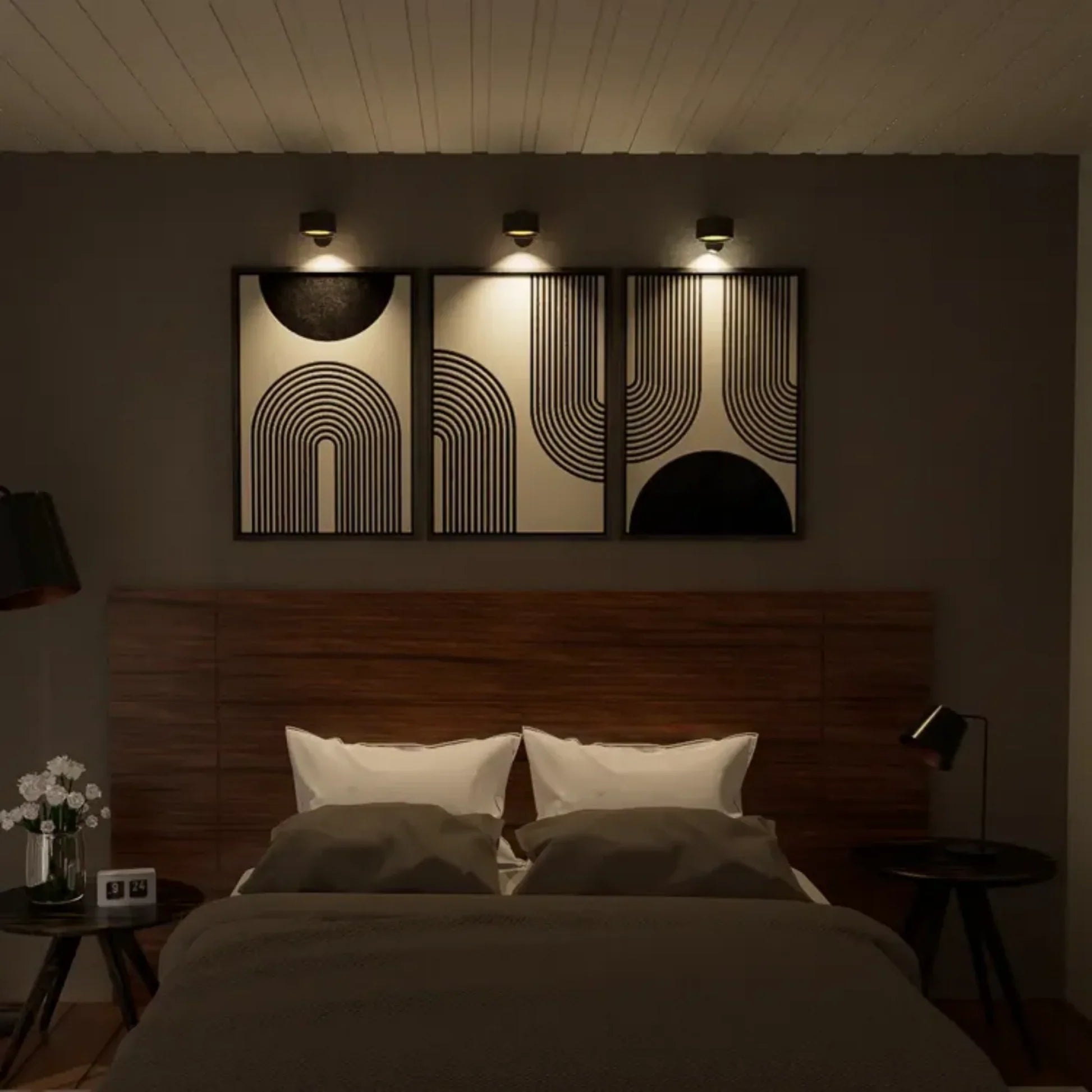 Wireless wall lamp featuring a minimalist design, 360° rotation, and dimmable LED, perfect for modern home decor and versatile lighting solutions. Recharge 6