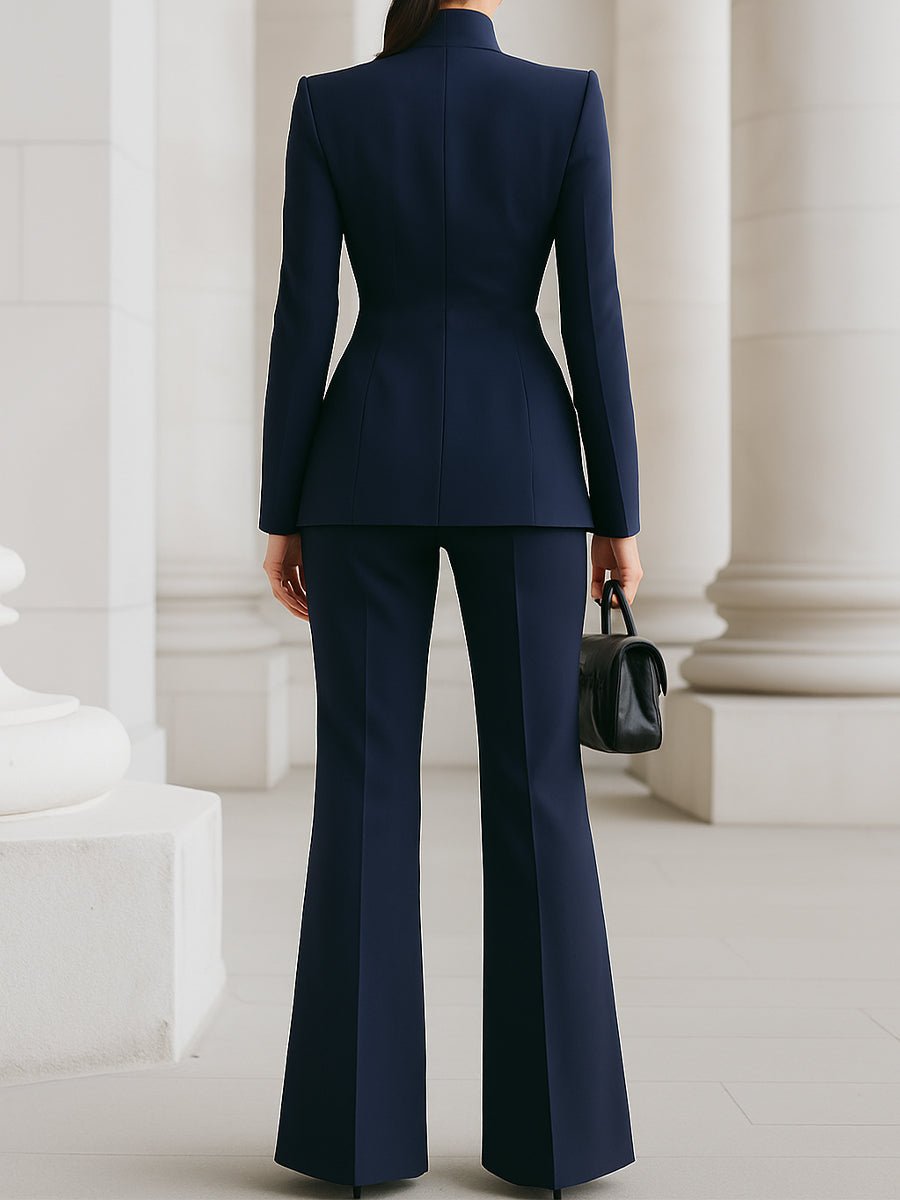 Women Suit Set featuring a tailored blazer and trousers, designed for elegance and timeless sophistication, perfect for professional and formal occasions. 7