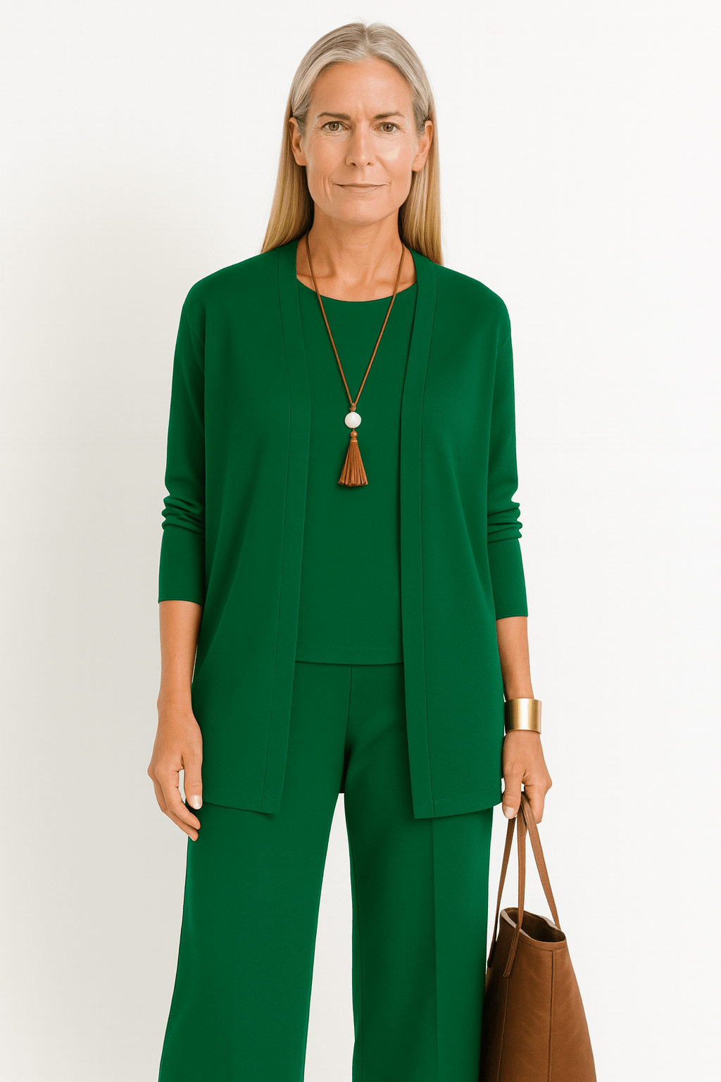 Women's 3-piece cardigan set featuring a stylish cardigan, comfortable top, and wide-leg trousers, perfect for autumn in black, grey, burgundy, 8