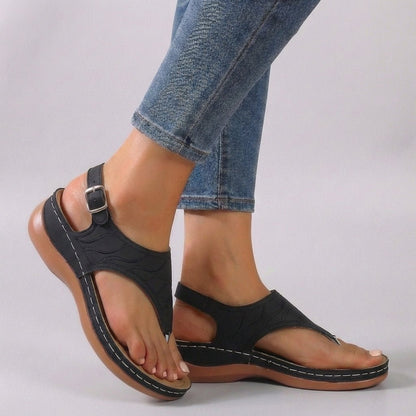 Women's ankle strap wedge sandals featuring an adjustable fit, designed for comfort and style, perfect for summer outings. 4
